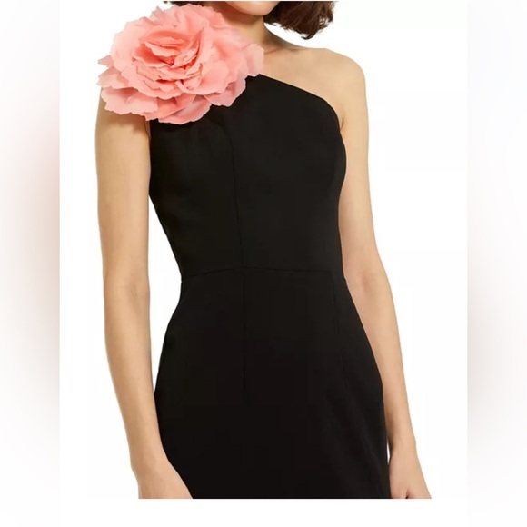 MAC DUGGAL One-Shoulder Floral Appliqué Midi-Dress - Picture 9 of 16